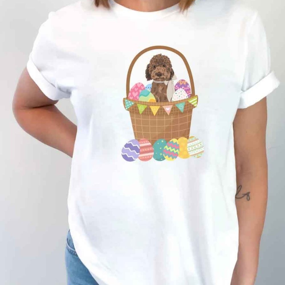 Easter Day Goldendoodle Pet Dog Lover T Shirt, Easter Day Egg Basket T-Shirt